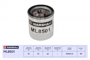 Фильтр масляный Citroen Berlingo I-III 96-  C4 I-III 04- Fiat Ducato I 94- Peuge ML8501 MARSHALL