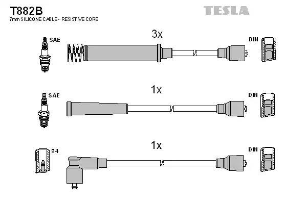 к-кт проводов!\ Opel Kadett 1.8/2.0 87-93/Vectra 2.0 88> T882B TESLA