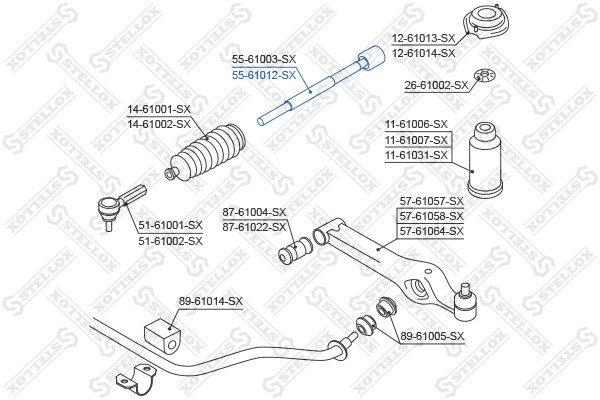 тяга рулевая!\ Suzuki Ignis RG413/RG415 03> 55-61012-SX STELLOX