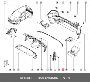 накладка бампера зад!\ Renault 858328468R RENAULT