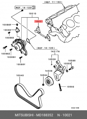 прокладка помпы!\ Mitsubishi Eclipse III 99-05 MD188352 MITSUBISHI