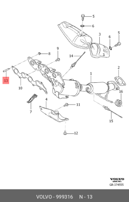 999316 Шпилька выпуского коллектора 999316 VOLVO
