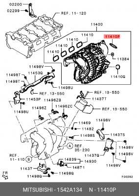 Прокладка коллектора MITSUBISHI Outlander (06-) впускного (к дросселю) OE 1542A134 MITSUBISHI