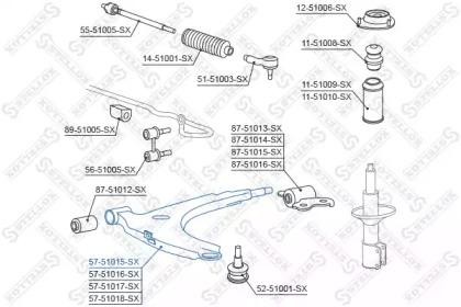 рычаг левый!\ Hyundai Coupe <06.96 57-51015-SX STELLOX