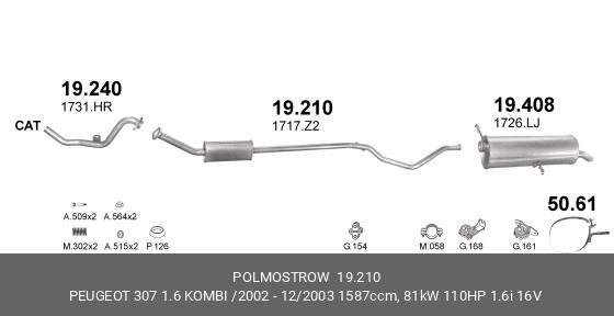 Глушитель средняя часть 19.210 Polmostrow 19.210 POLMOSTROW