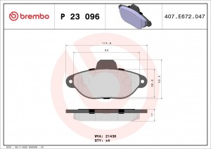 Колодки тормозные FIAT Punto,Panda (94-) передние (4шт.) BREMBO P23096 BREMBO