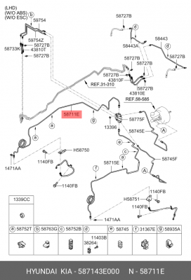 ТРУБКА ТОРМОЗНОЙ СИСТЕМЫ 587143E000 MOBIS