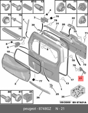 8748 GZ Ручка открыв. двери багажн отд 8748 GZ CITROEN PEUGEOT