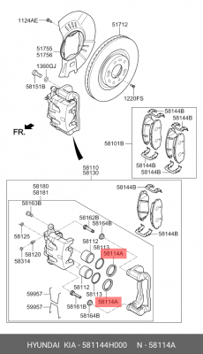 пыльник тормозной системы!\ Hyundai 581144H000 HYUNDAI