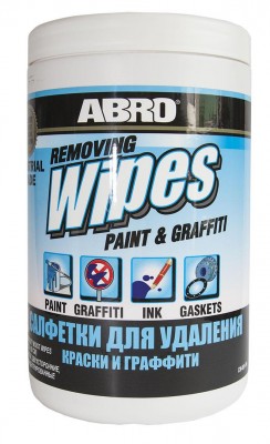 Салфетки влажные для удаления краски и граффити ABRO Премиум Wipes, 70 шт., в ба CW-001-PR ABRO