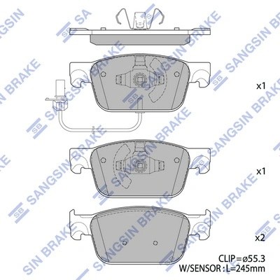 Колодки тормозные AUDI A4,A5,Q5 (15-) передние (4шт.) SANGSIN SP4134 SANGSIN
