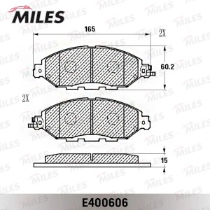 Колодки тормозные передние (Смесь Low-Metallic) NISSAN PATHFINDER 14-/INFINITI Q E400606 MILES