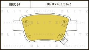 Колодки тормозные дисковые задние TOYOTA Avensis 03- BB0314 BB0314 BLITZ