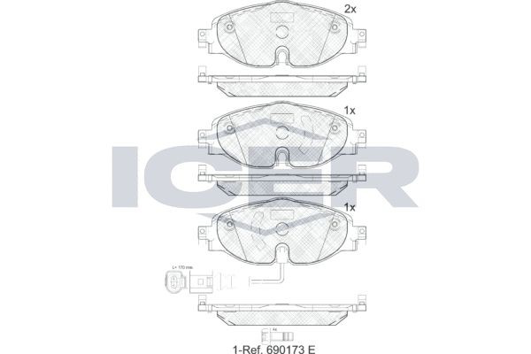 182111 колодки дисковые передние!\ A3, VW Golf VII 1.2TSI-1.8TFSI/2.0TDI 12> 182111 ICER