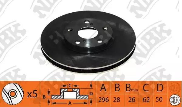 Диск тормозной TOYOTA Highlander (00-07) LEXUS RX300 передний (1шт.) NIBK RN1442 NIBK