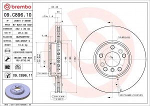 Диск тормозной 09.C896.11 09.C896.11 BREMBO