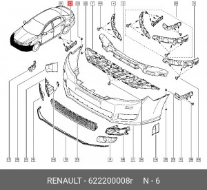 622200008R КРОНШТЕЙН БАМПЕРА ПЕР. ПРАВ 622200008R RENAULT