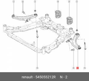 РЫЧАГ ПЕРЕДНИЙ ЛЕВЫЙ 545055212R 545055212R RENAULT