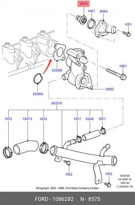 Термостат FORD Escort,C-Max,Mondeo,Focus,Transit OE 1086282 FORD