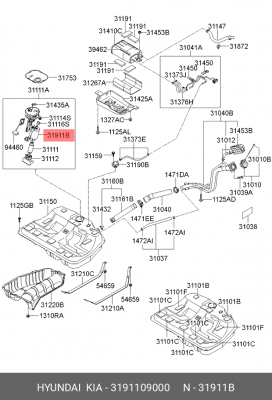 Фильтр топливный HYUNDAI Sonata NF (04-) KIA Opirus (06-) (2.0/2.4/3.3) OE 3191109000 HYUNDAI KIA