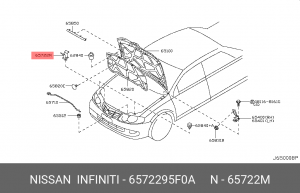 зажим-фиксатор держателя капота!\ Nissan 65722-95F0A NISSAN