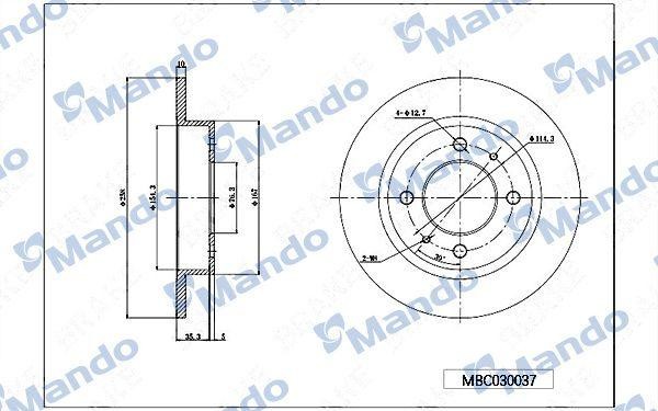 Диск тормозной HYUNDAI Grandeur (05-) KIA Opirus (06-) задний (1шт.) MANDO MBC030038 MANDO
