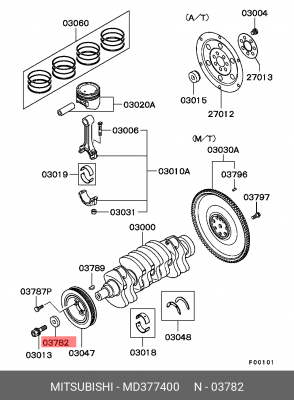 Шайба MITSUBISHI CARISMA 95-/ L200 96-/ LANCER 03-/ OUTLANDER 03- болта шкива ко MD377400 MITSUBISHI