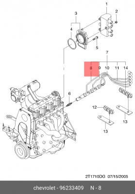ВЫСОКОВОЛЬТНЫЕ ПРОВОДА 96233409 GENERAL MOTORS