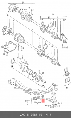 Гайка AUDI A6 (05-) OE N 102 861 10 VAG