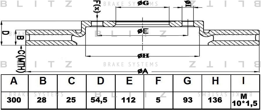 Диск тормозной передний вентилируемый FORD Transit 06- BS0239 BS0239 BLITZ