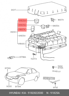 Предохранитель 50А HYUNDAI Porter OE 9182822000 HYUNDAI KIA