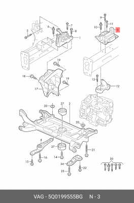 ОПОРА РЕДУКТОРА ЛЕВАЯ 5Q0199555BG 5Q0 199 555 BG VAG
