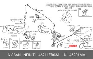 шланг тормозной передний!\ Nissan 46211-EB03A NISSAN