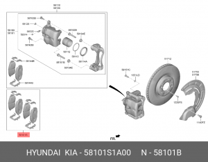 Колодки тормозные HYUNDAI Santa Fe передние (4шт.) OE 58101S1A00 HYUNDAI KIA