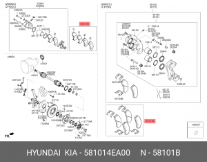 Колодки тормозные KIA Bongo 3 (06-) передние (4шт.) OE 581014EA00 HYUNDAI KIA