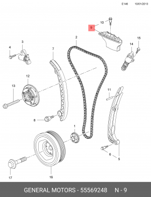 Направляющая OPEL Astra J (10-) цепи ГРМ OE 55569248 GENERAL MOTORS