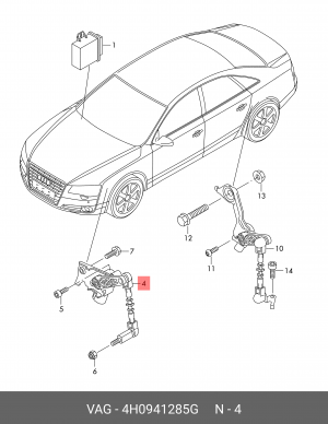 датчик положения кузова!\ Audi A1 10>, Seat Ibiza/Altea 05>,Skoda Fabia/Octavia  4H0 941 285 G VAG