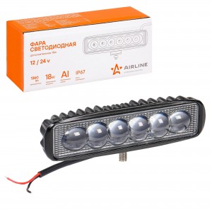 Фара рабочего света 157х42x40мм 18Вт 6LED 4D линза прямоугольная AIRLINE ALED006 AIRLINE