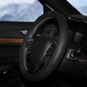 Оплетка на руль, искусст. кожа, с тиснением ромб , черная, красн. прошивка, 38 с AWS-LI-20M AIRLINE