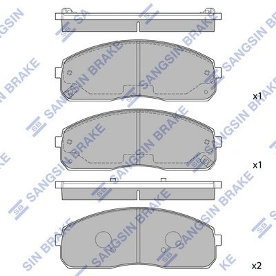 Колодки тормозные дисковые Kia Bongo III/K3000/K3600 3.0D/3.6D 1t 00 SP1175 SP1175 SANGSIN