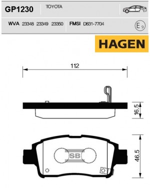 Колодки передние TOYOTA YARIS 99-05 GP1230 GP1230 SANGSIN