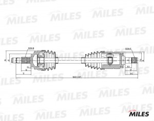 Привод в сборе передний левый BMW E53 3.0D-4.6 00- (GKN 304495) GC01020 GC01020 MILES