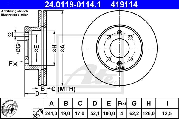 24.0119-0114.1 диск тормозной передний!\ Hyundai Accent 1.3-1.6 94> 24.0119-0114.1 ATE