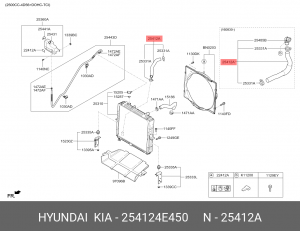 Патрубок KIA Bongo 3 (06-) радиатора нижний OE 254124E450 HYUNDAI KIA