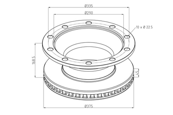 диск тормозной! вентилируемый 375/335x45/168.5 10n\ SCHMITZ CARGOBULL 29600500A PETERS ENNEPETAL