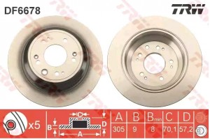 Диск тормозной HONDA Accord (08-12) задний (1шт.) TRW DF6678 TRW