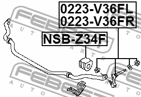 Втулка стабилизатора передняя D26 NISSAN SKYLINE V36 2006-2014 NSB-Z34F NSB-Z34F FEBEST