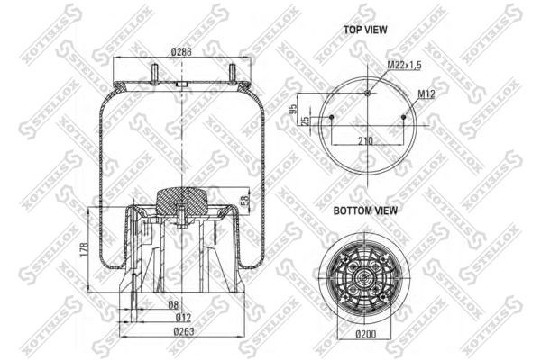 пневмопод. со стак. !пластик 2шп.M12, 1шт.M22\SAF 90-92924-SX STELLOX