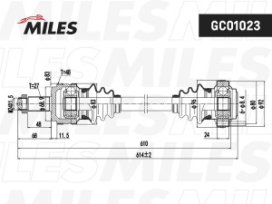 Привод в сборе левый BMW E90/E81/E87 1.8-2.0 04- (ABS) (GKN 304470) GC01023 GC01023 MILES