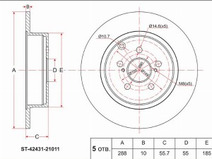 Диск тормозной зад TOYOTA CALDINA ST246/WISH  NE1  ST-42431-21011 ST4243121011 SAT